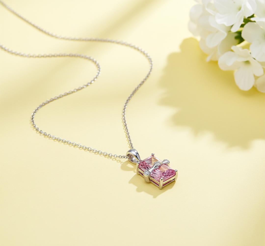 Aurora Pink Gem-Stone Pendant Necklace