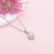 Silver Bloom Floral Halo Pendant Necklace