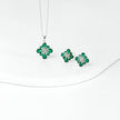 Green Floral Stone Necklace & Stud Earrings Set