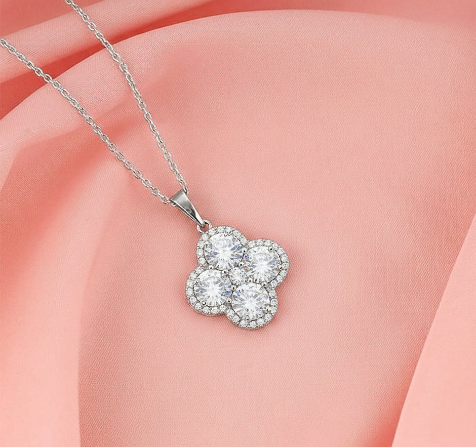 Silver Lumiere Four-Stone Pendant Necklace