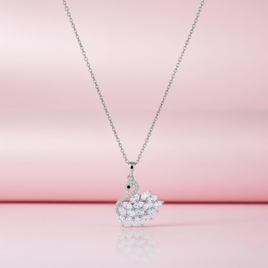 Silver Grace Swan Pendant Necklace