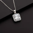 Crystal Royale Square Halo Pendant Necklace