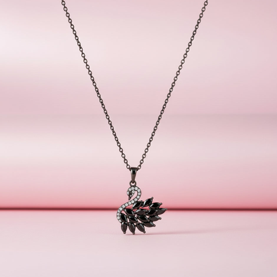 Black Grace Swan Pendant Necklace