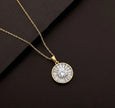 Golden Radiance Sunburst Halo Pendant Necklace