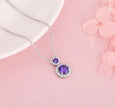 Amethyst Aura Double Halo Pendant Necklace