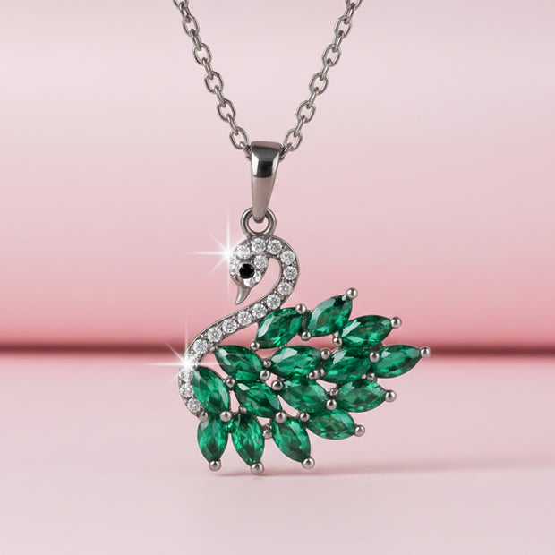 Emerald Grace Swan Pendant Necklace