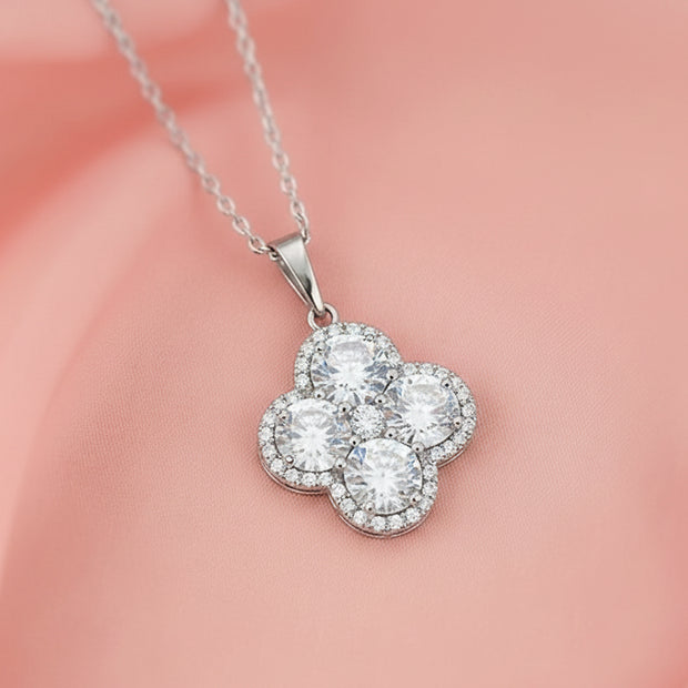 Silver Lumiere Four-Stone Pendant Necklace
