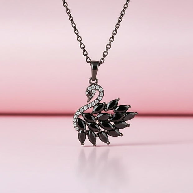 Black Grace Swan Pendant Necklace