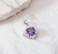Blush Halo Purple Stone Pendant Necklace