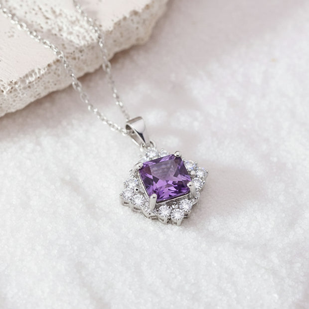 Blush Halo Purple Stone Pendant Necklace