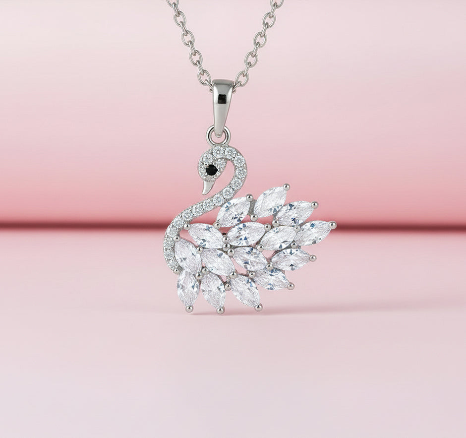 Silver Grace Swan Pendant Necklace
