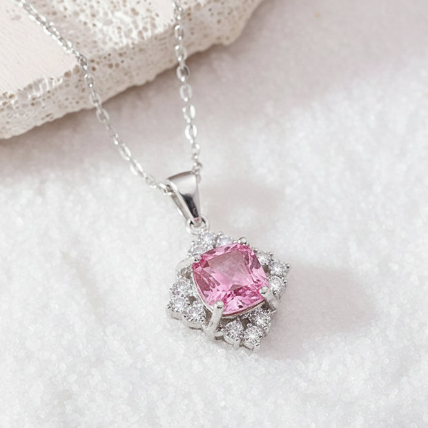 Blush Halo Pink Stone Pendant Necklace