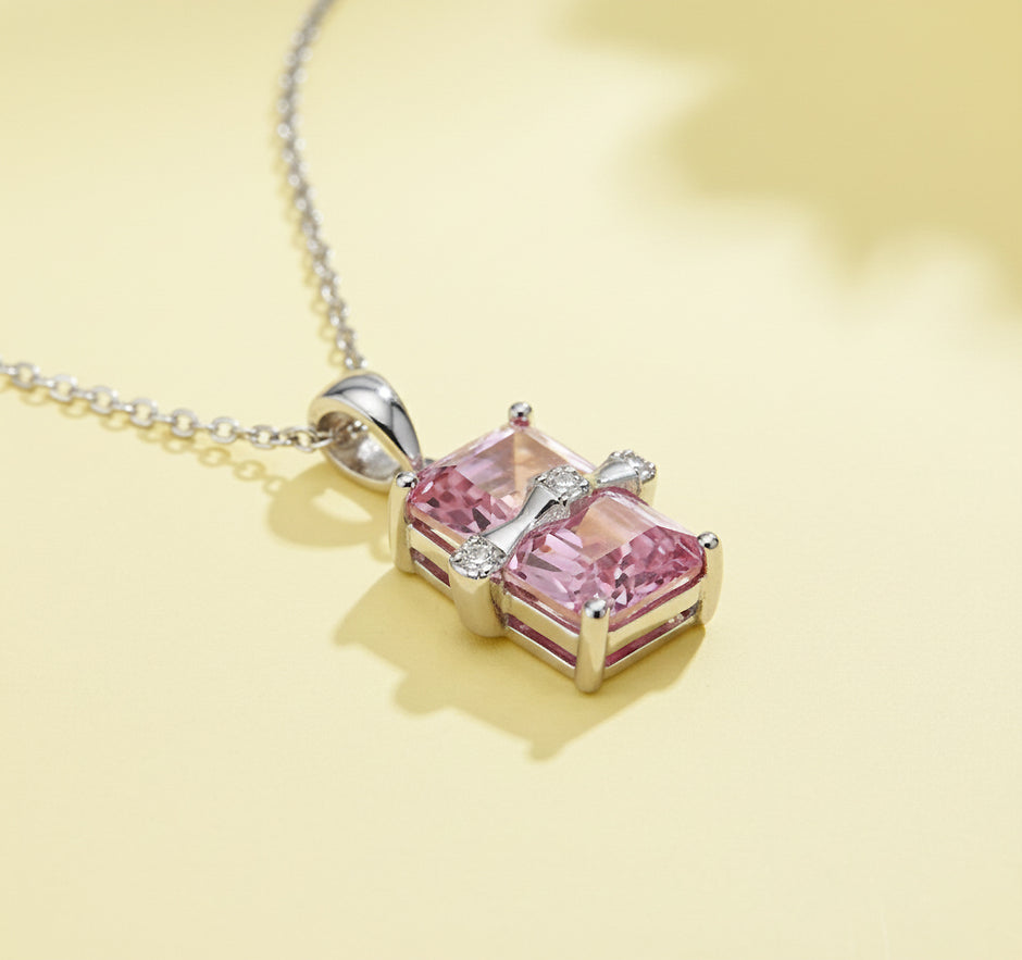 Aurora Pink Gem-Stone Pendant Necklace