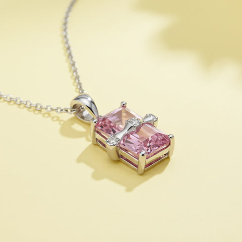 Aurora Pink Gem-Stone Pendant Necklace