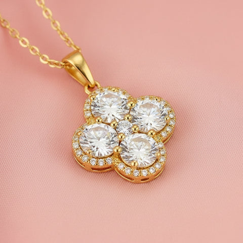 Golden Lumière Four-Stone Pendant Necklace