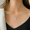 Crystal Royale Square Halo Pendant Necklace