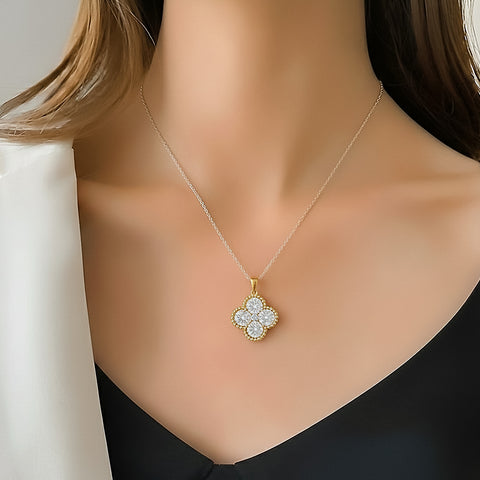Golden Lumière Four-Stone Pendant Necklace