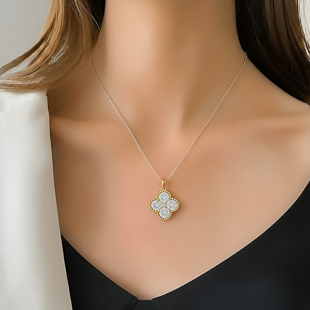 Golden Lumière Four-Stone Pendant Necklace