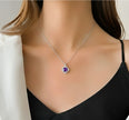 Blush Halo Purple Stone Pendant Necklace