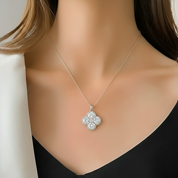 Silver Lumiere Four-Stone Pendant Necklace