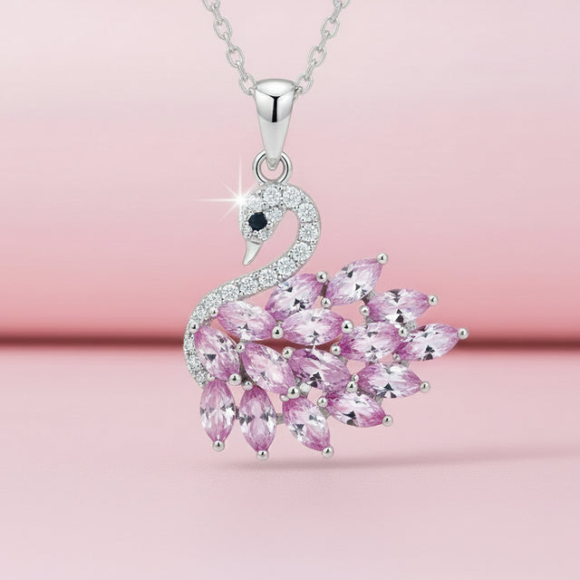 Pink Grace Swan Pendant Necklace