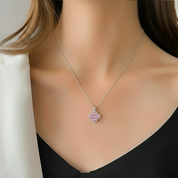 Pink Lumiere Four-Stone Pendant Necklace