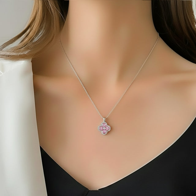 Pink Lumiere Four-Stone Pendant Necklace