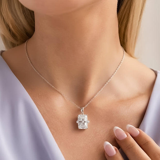 Aurora Silver Gem-Stone Pendant Necklace