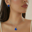 Blue Triangle Pendant Necklace & Stud Earrings Set