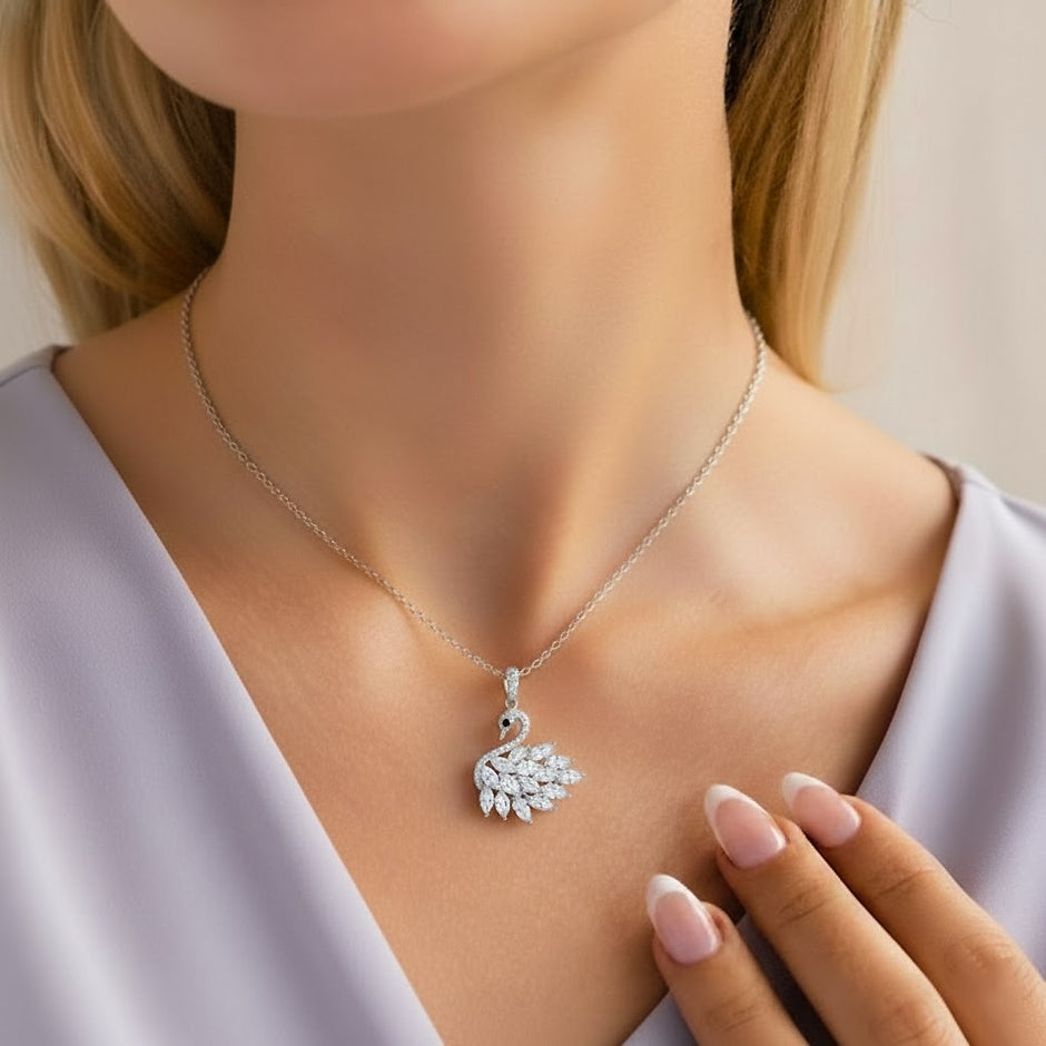 Silver Grace Swan Pendant Necklace