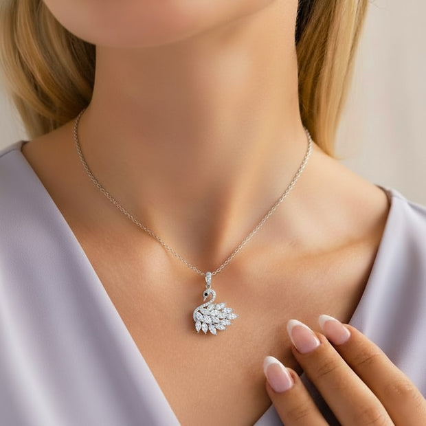 Silver Grace Swan Pendant Necklace
