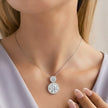 Silver Aura Double Halo Pendant Necklace