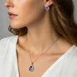 Purple Teardrop Stone Necklace & Stud Earrings Set