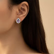 Purple Teardrop Stone Necklace & Stud Earrings Set