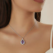 Purple Teardrop Stone Necklace & Stud Earrings Set