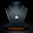 Crystal Royale Square Halo Pendant Necklace