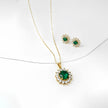 Royal Green Sunflower Necklace & Stud Earrings Set