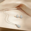 Silver Teardrop Stone Necklace & Stud Earrings Set