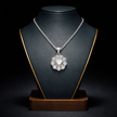 Silver Bloom Floral Halo Pendant Necklace