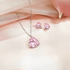Cindrella Pink Triangle Pendant Necklace & Stud Earrings Set