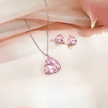 Cindrella Pink Triangle Pendant Necklace & Stud Earrings Set