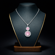 Pink Aura Double Halo Pendant Necklace