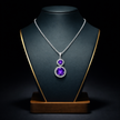 Amethyst Aura Double Halo Pendant Necklace