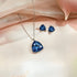 Blue Triangle Pendant Necklace & Stud Earrings Set