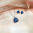 Blue Triangle Pendant Necklace & Stud Earrings Set