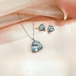 Silver Triangle Pendant Necklace & Stud Earrings Set