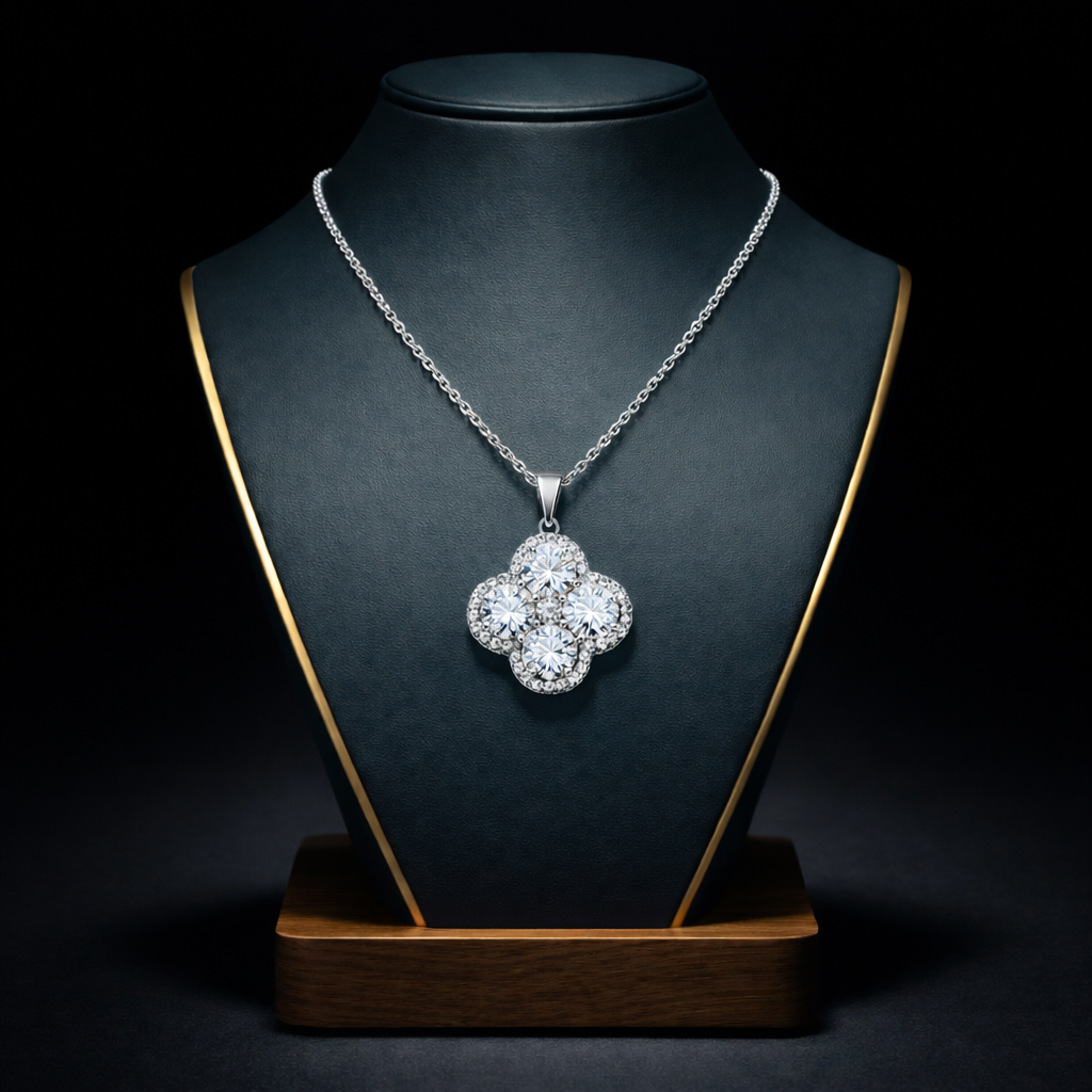 Silver Lumiere Four-Stone Pendant Necklace