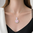 Pink Aura Double Halo Pendant Necklace