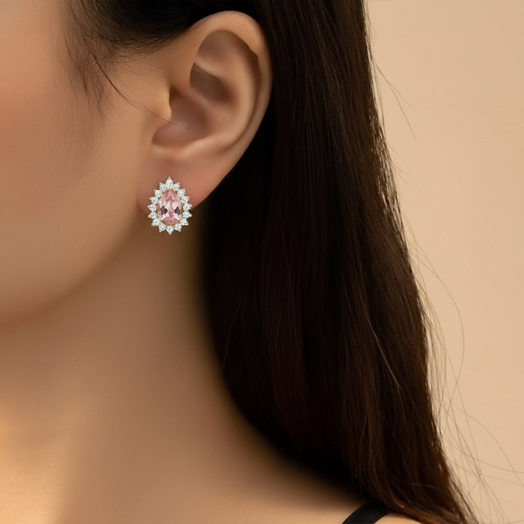 Misted Rose Teardrop Stone Necklace & Stud Earrings Set