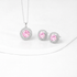 Elegant Pink Crystal Halo Necklace & Stud Earrings Set